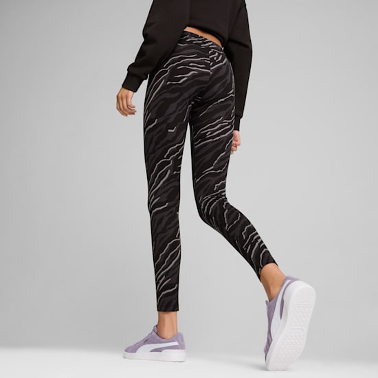 Leggings Corte Slim de Algodão Puma Animal Print com Cintura Elástica