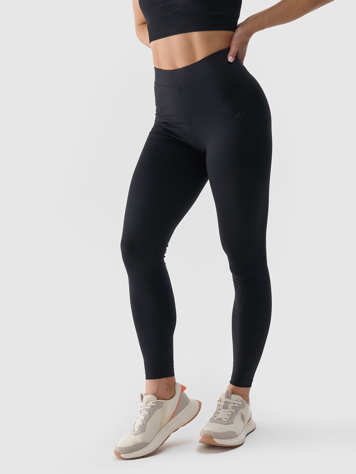 Leggings de Algodão Pretas Comprimento Total Mulher 4F